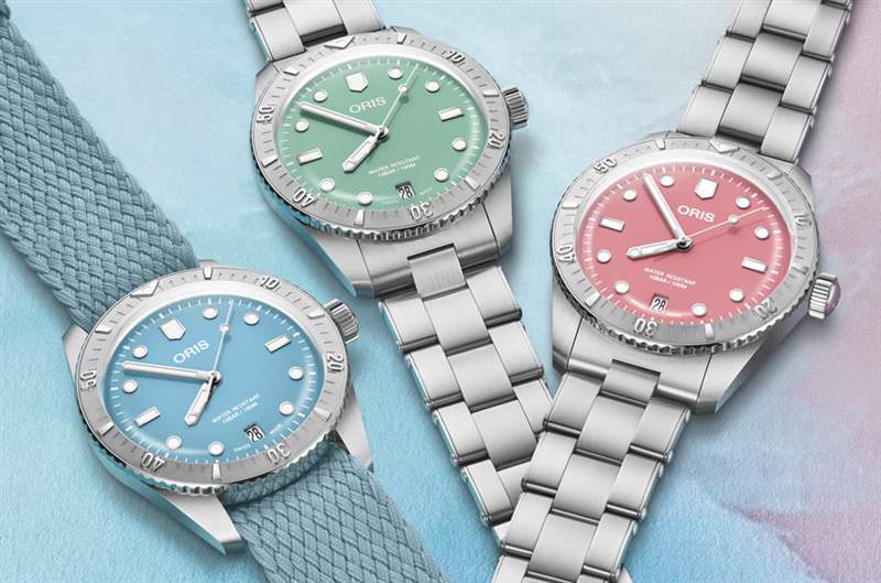 繼青銅表殼后終于推出不銹鋼款式ORIS Divers 65持續(xù)施展棉花糖彩色魅力