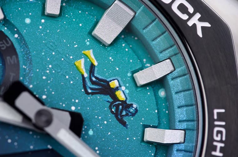 「手繪潛水員漂浮深?！惯@支G-SHOCK農家橡樹很不一樣